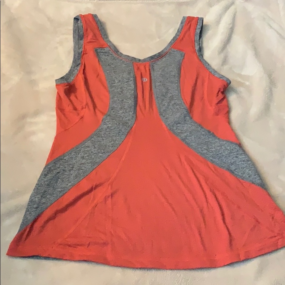 Orange and gray lululemon tank top